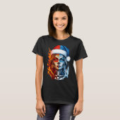 Christmas Sugar Skull Art Woman Santa Hat Fantasy  T-shirt (Voorkant volledig)