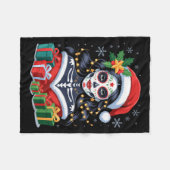 Christmas Sugar Skull Art Woman Santa Hat Festive  Fleece Deken (Voorkant (Horizontaal))