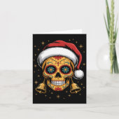Christmas Sugar Skull Art Woman Santa Hat Festive  Kaart (Voorkant)