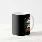Christmas Sugar Skull Art Woman Santa Hat Festive  Koffiemok (Voorkant rechts)