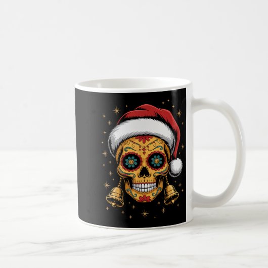 Christmas Sugar Skull Art Woman Santa Hat Festive  Koffiemok (Rechts)