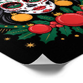 Christmas Sugar Skull Art Woman Santa Hat Festive  Poster (Hoek)