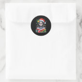 Christmas Sugar Skull Art Woman Santa Hat Festive Ronde Sticker (Tas)