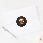 Christmas Sugar Skull Art Woman Santa Hat Festive  Ronde Sticker (Envelop)