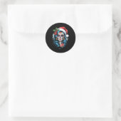 Christmas Sugar Skull Art Woman Santa Hat Festive Ronde Sticker (Tas)