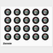 Christmas Sugar Skull Art Woman Santa Hat Festive  Ronde Sticker (Vel)
