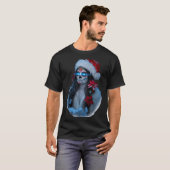 Christmas Sugar Skull Art Woman Santa Hat Festive  T-shirt (Voorkant volledig)