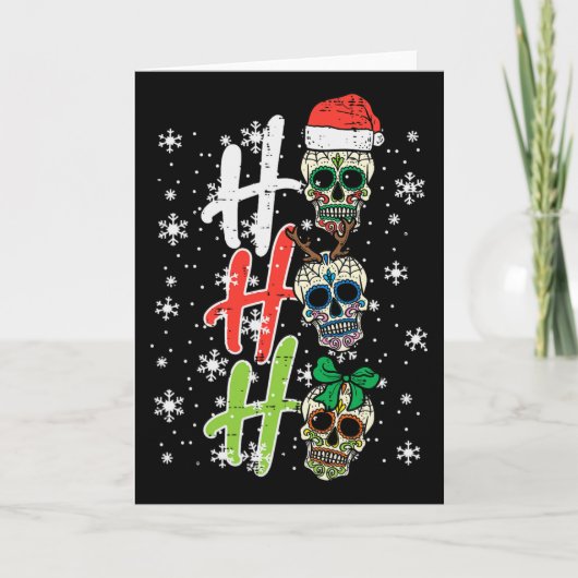 Christmas Sugar Skull Ho Ho Ho Xmas Mexican Men Wo Kaart (Voorkant)