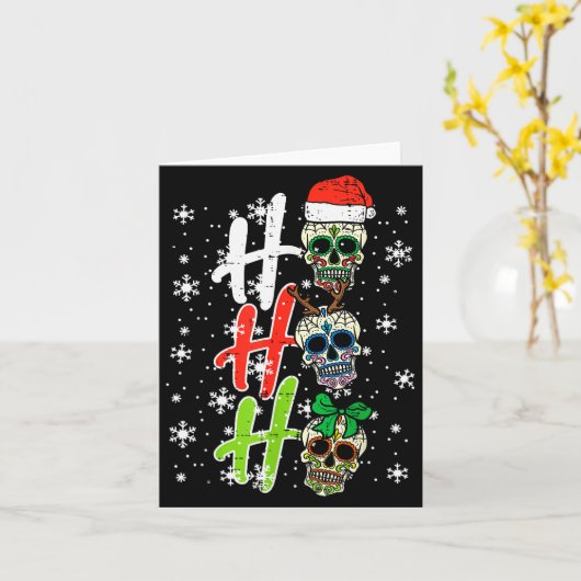 Christmas Sugar Skull Ho Ho Ho Xmas Mexican Men Wo Kaart (Gele Bloem)