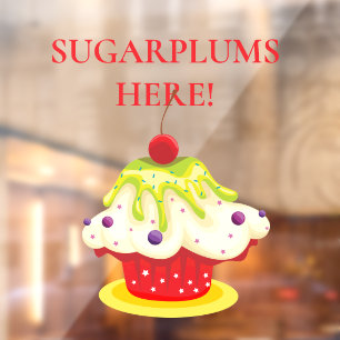 CHRISTMAS Sugarplums, Festive Cupcake Raamsticker