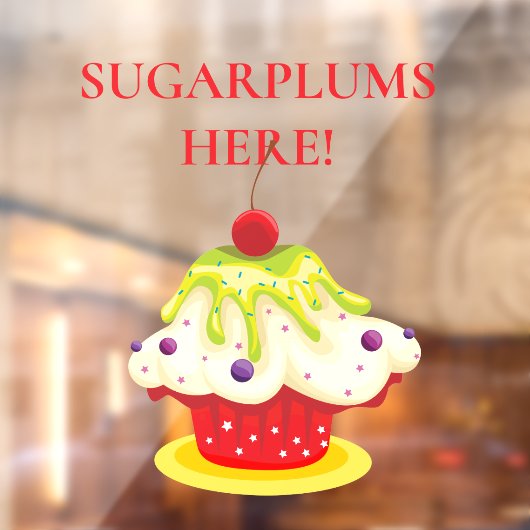 CHRISTMAS Sugarplums, Festive Cupcake Raamsticker (Vel 2)
