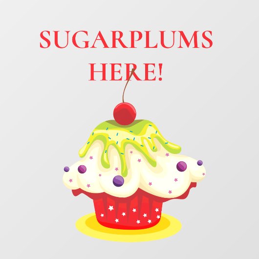 CHRISTMAS Sugarplums, Festive Cupcake Raamsticker (Vel)