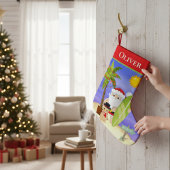 Christmas Summer Santa Beach Surfing Personalized Kleine Kerstsok