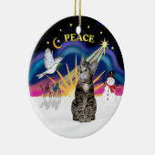 Christmas Sunrise - Bruine Tabby Tijgerkat Keramisch Ornament (Rechts)