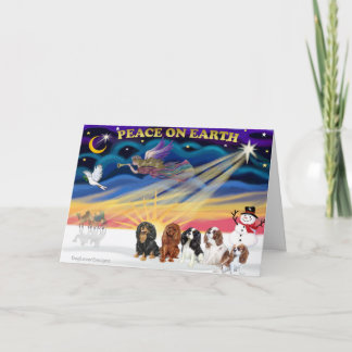 Christmas Sunrise - Cavalier Kings Charles (five) Feestdagen Kaart