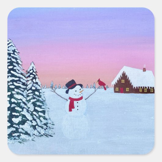 Christmas sunset vierkante sticker (Voorkant)