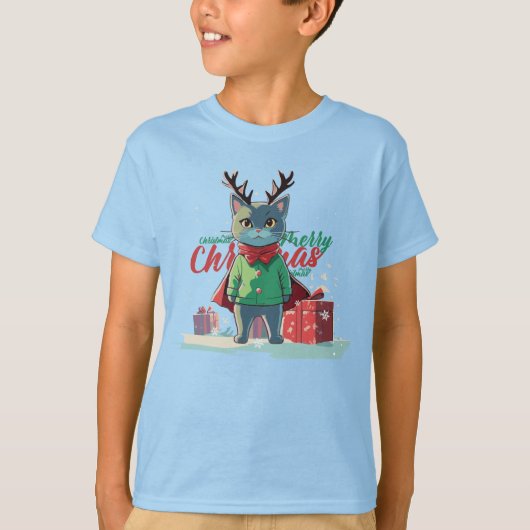 Christmas super cat t-shirt (Voorkant)