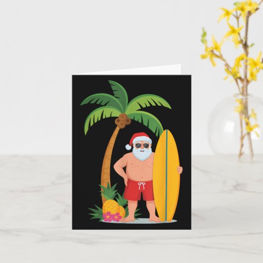 Christmas Surf Santa Beach Ne Vakantie Surfen Kaart (Gele Bloem)