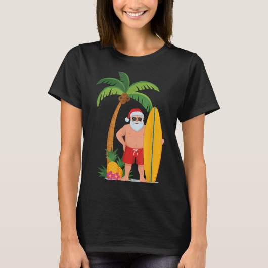 Christmas Surf Santa Beach Ne Vakantie Surfen T-shirt (Voorkant)