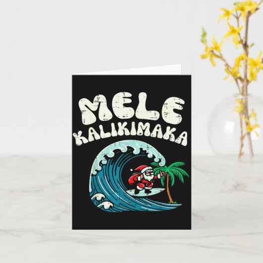 Christmas Surfing Santa Mele Kalikimaka Xmas Men B Kaart (Gele Bloem)