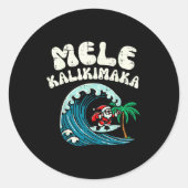 Christmas Surfing Santa Mele Kalikimaka Xmas Men B Ronde Sticker (Voorkant)