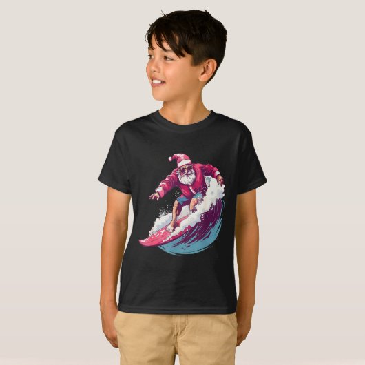 Christmas Surfing Santa Surfboarder Surf Lover Xma T-shirt (Voorkant volledig)
