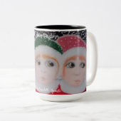 Christmas Surprise cute kids Mug Tweekleurige Koffiemok (Voorkant rechts)