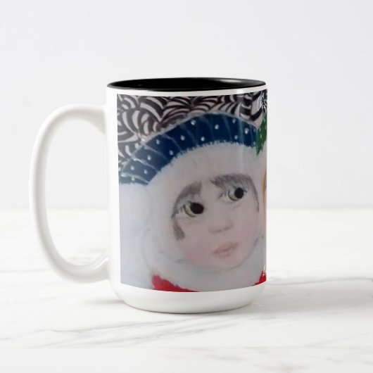 Christmas Surprise cute kids Mug Tweekleurige Koffiemok (Links)