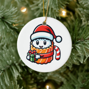 Christmas Sushi - Schattigee vakantie eten Cartoon Keramisch Ornament