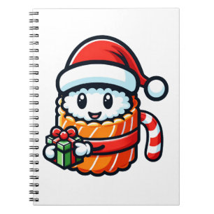 Christmas Sushi - Schattigee vakantie eten Cartoon Notitieboek