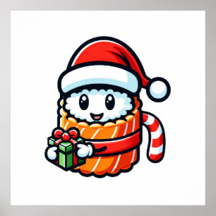 Christmas Sushi - Schattigee vakantie eten Cartoon Poster
