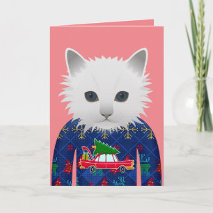 CHRISTMAS SWEATER CAT-WENSKAARTEN KAART