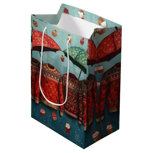 Christmas Sweater Gift Bag Medium Cadeauzakje (Voorkant Gekanteld)