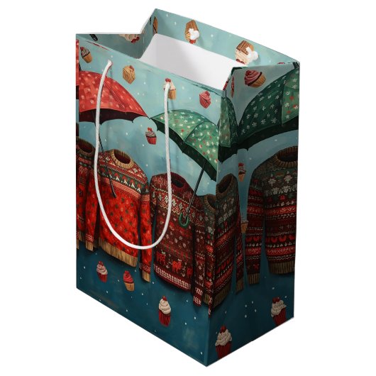 Christmas Sweater Gift Bag Medium Cadeauzakje (Achterkant Gekanteld)