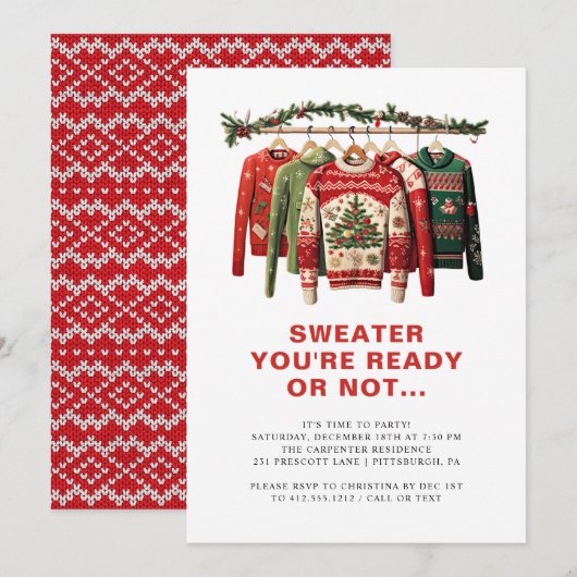 Christmas Sweaters Modern Fun Christmas Party Kaart (Voorkant / Achterkant)