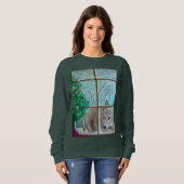 Christmas sweatshirt: Deer looking through window Trui (Voorkant volledig)