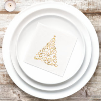 Christmas Swirls and Stars Tree Elegant Folie Servetten