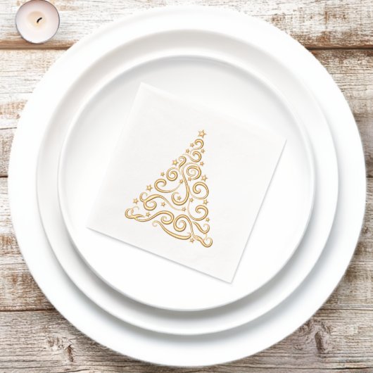 Christmas Swirls and Stars Tree Elegant Folie Servetten (Insitu)