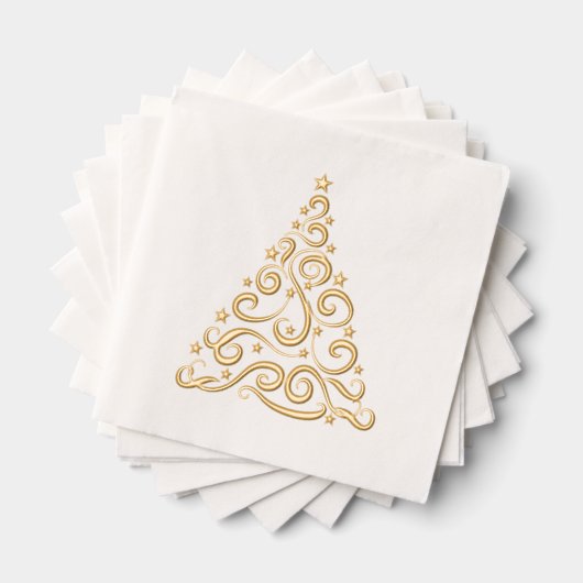 Christmas Swirls and Stars Tree Elegant Folie Servetten (Insitu (Gestapeld))