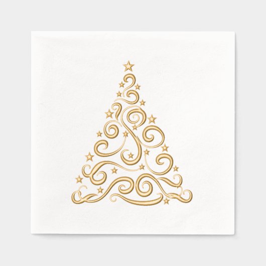 Christmas Swirls and Stars Tree Elegant Folie Servetten (Voorkant)