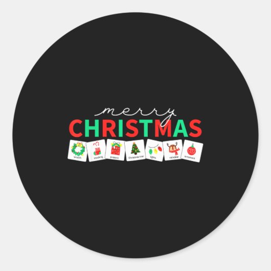 Christmas Symbols Special Education Teacher Speech Ronde Sticker (Voorkant)