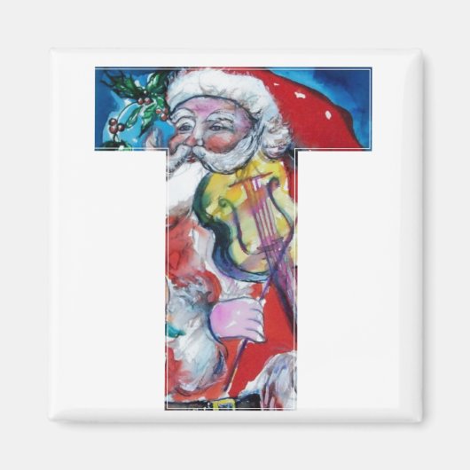 CHRISTMAS T BRIEF / SANTA MET VIOLIN MONOGRAM MAGNEET (Voorkant)