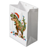 Christmas T Rex Dinosaur Xmas Dino Tyrannosaurus Medium Cadeauzakje (Voorkant Gekanteld)