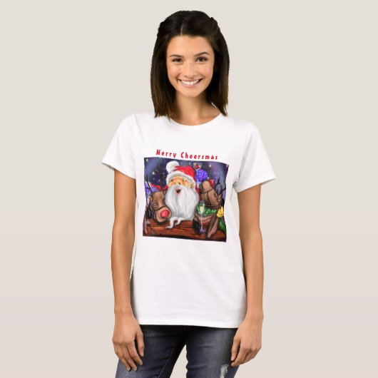 Christmas T-Shirt Santa and Reindeers - Fun (Voorkant volledig)