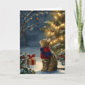 Christmas Tabby Cat Feestdagen Kaart (Voorkant)