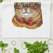 Christmas Tabby Cat  Hand Towel Theedoek (Gevouwen)