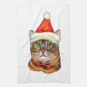 Christmas Tabby Cat  Hand Towel Theedoek (Verticaal)