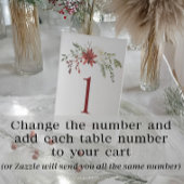 Christmas Table Numbers Elegant Berries Greenery Reclamebord Met Voetstuk
