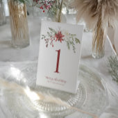 Christmas Table Numbers Elegant Berries Greenery Reclamebord Met Voetstuk