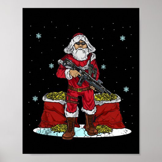 Christmas Tactical Santa Claus 2nd Amendment Gun R Poster (Voorkant)